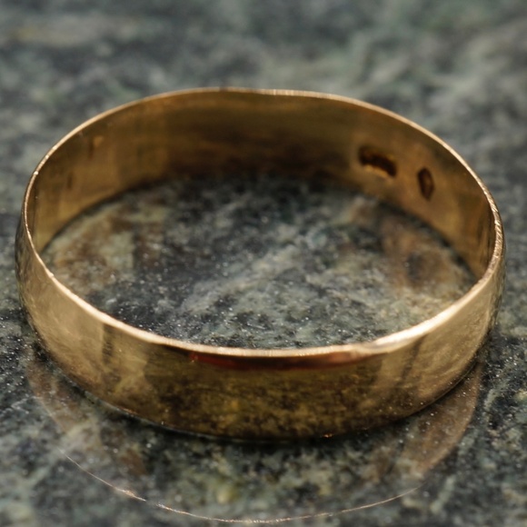 c.1890 14k Victorian Wedding Band Handmade Cigar Band Wolf’s Head Maker’s Mark - Picture 5 of 7